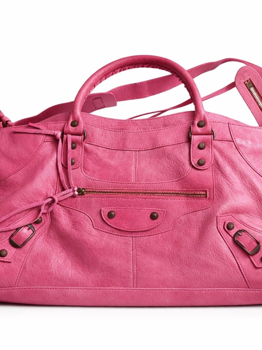 Auth Balenciaga City Pink Leather Shoulder Bag - Picture 1 of 12